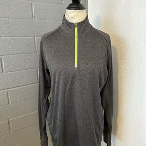 Prana Men's Charcoal Zip-Up Sweater with Neon Accent